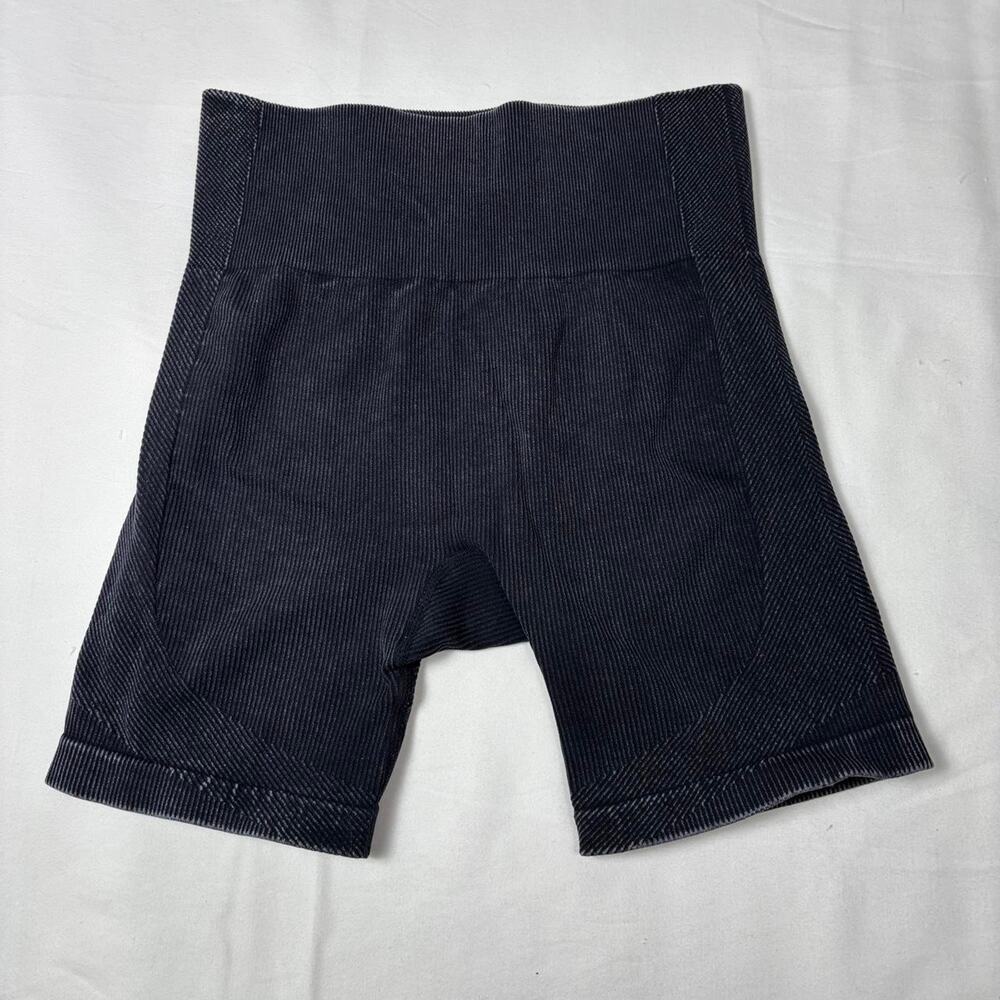 Black corded biker shorts